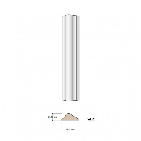 Wandleiste WL 01 – Profilleiste aus Massivholz, 40 x 16 mm